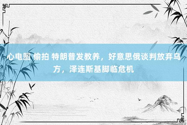 心电图 偷拍 特朗普发教养，好意思俄谈判放弃乌方，泽连斯基脚临危机