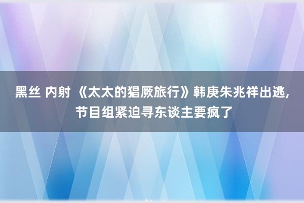 黑丝 内射 《太太的猖厥旅行》韩庚朱兆祥出逃， 节目组紧迫寻东谈主要疯了