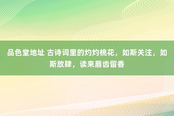 品色堂地址 古诗词里的灼灼桃花，如斯关注，如斯放肆，读来唇齿留香